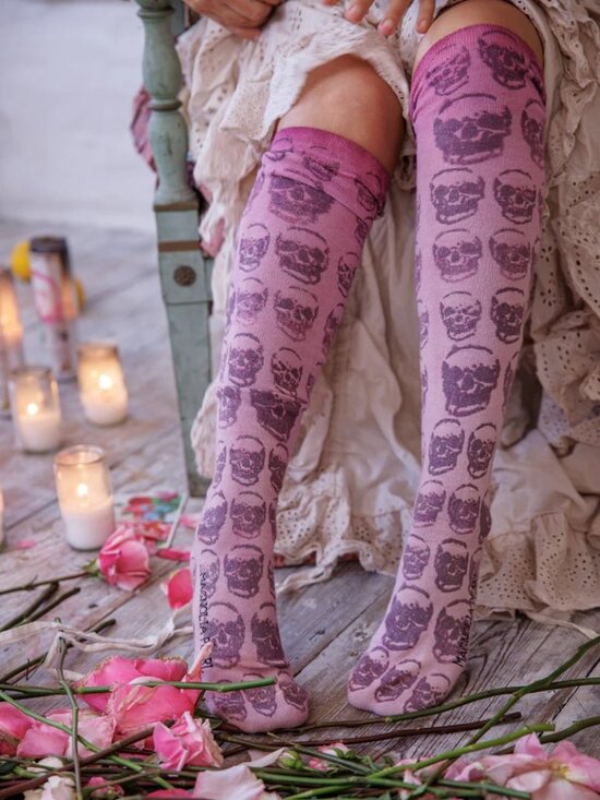 Magnolia Pearl Accessories - NEW Magnolia Pearl Glitter Skulls OTK Socks, Legends OS